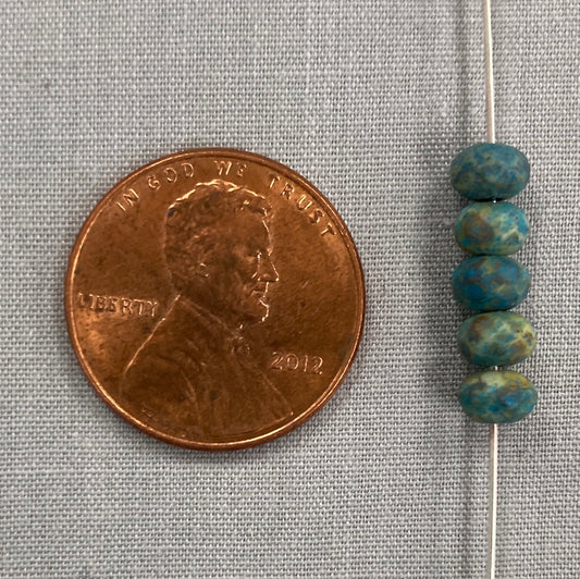 5x3mm Rondelle - Blue/Green Picasso with Etched Finish