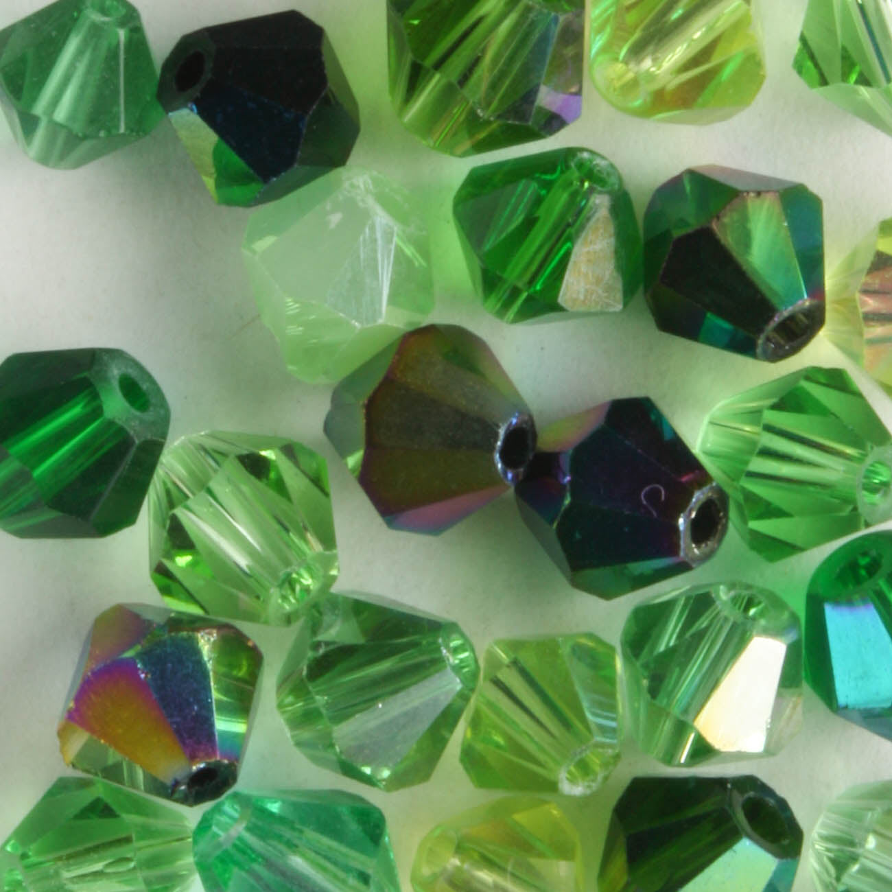 6mm Bicone Green Mix - 24 beads