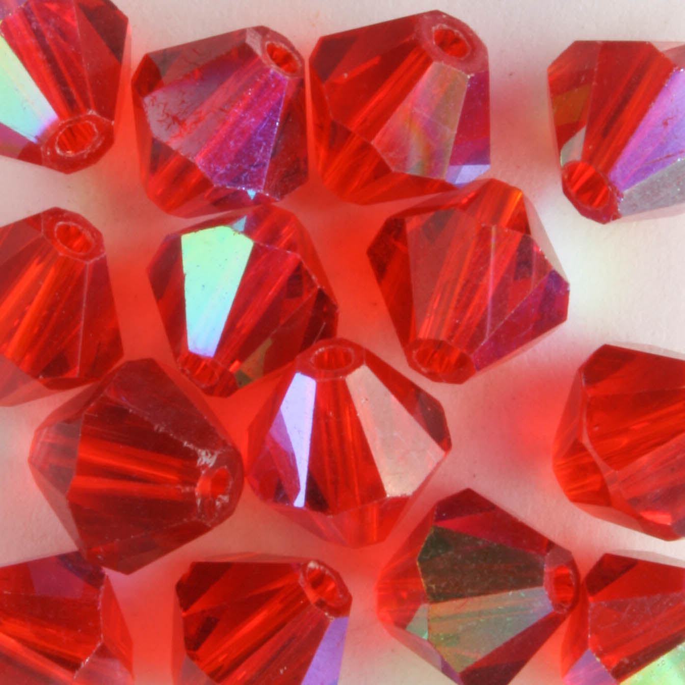 8mm Bicone Red AB - 15 beads