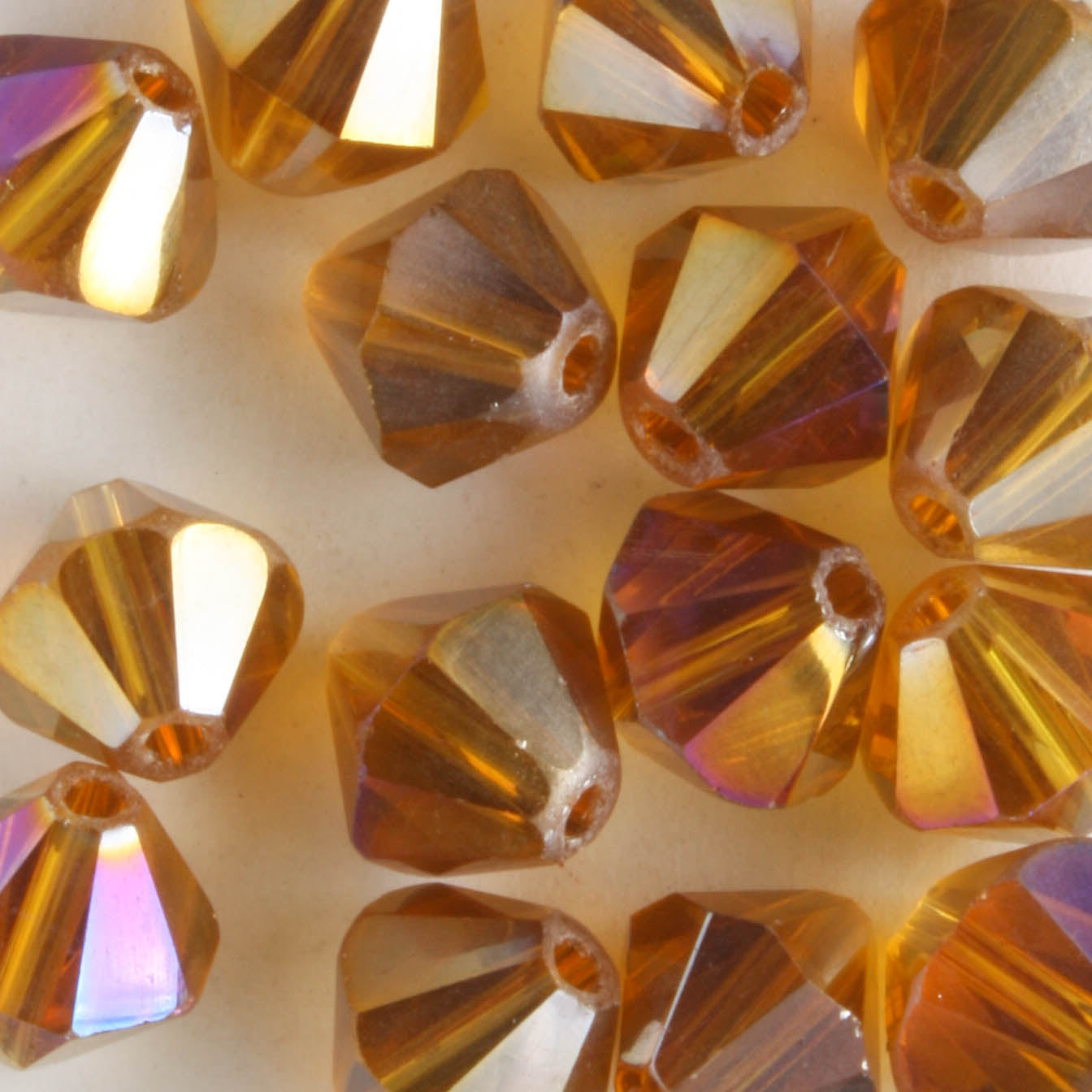 8mm Bicone Topaz AB - 15 beads