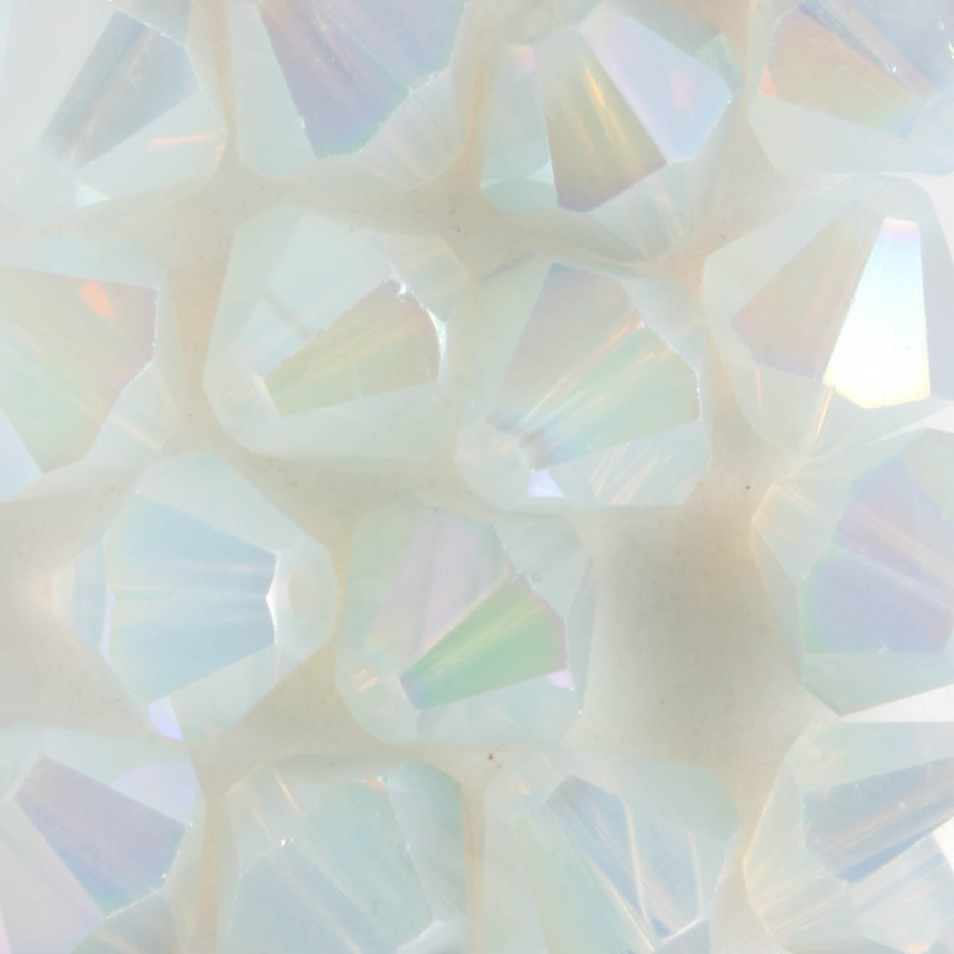 8mm Bicone White Opal AB - 15 beads
