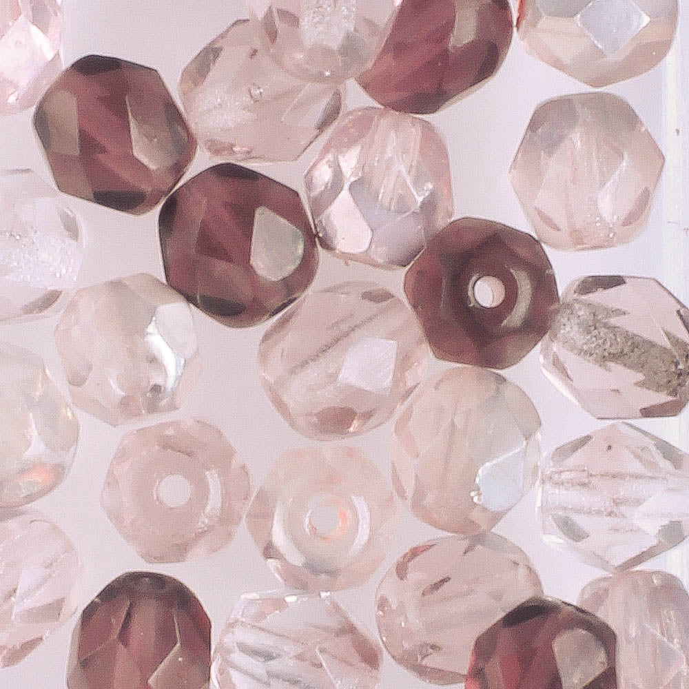 6mm Round Fire Polish Purple Mix - 25 beads