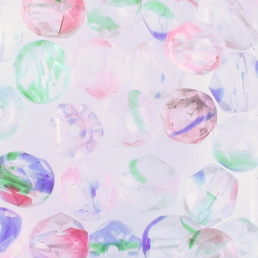 6mm Round Fire Polish Clear Multi - 25 beads