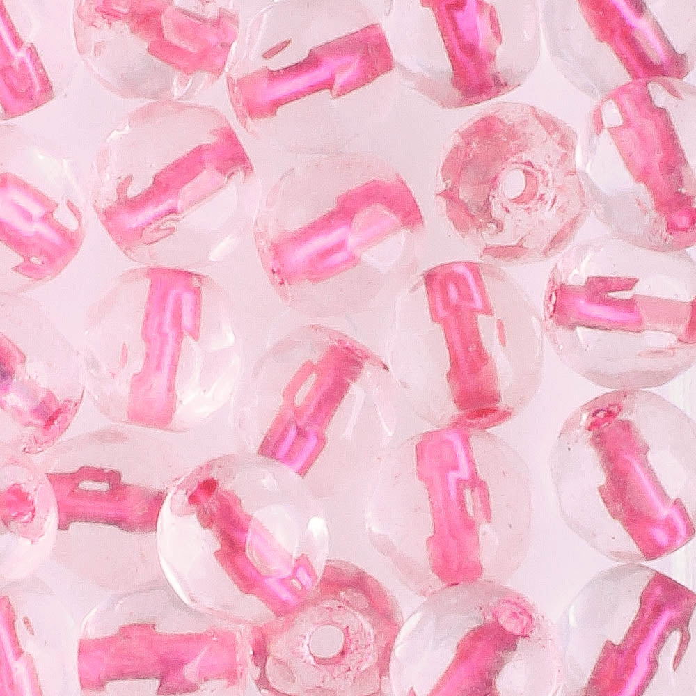 6mm Round Fire Polish Magenta Lined Clear - 25 beads