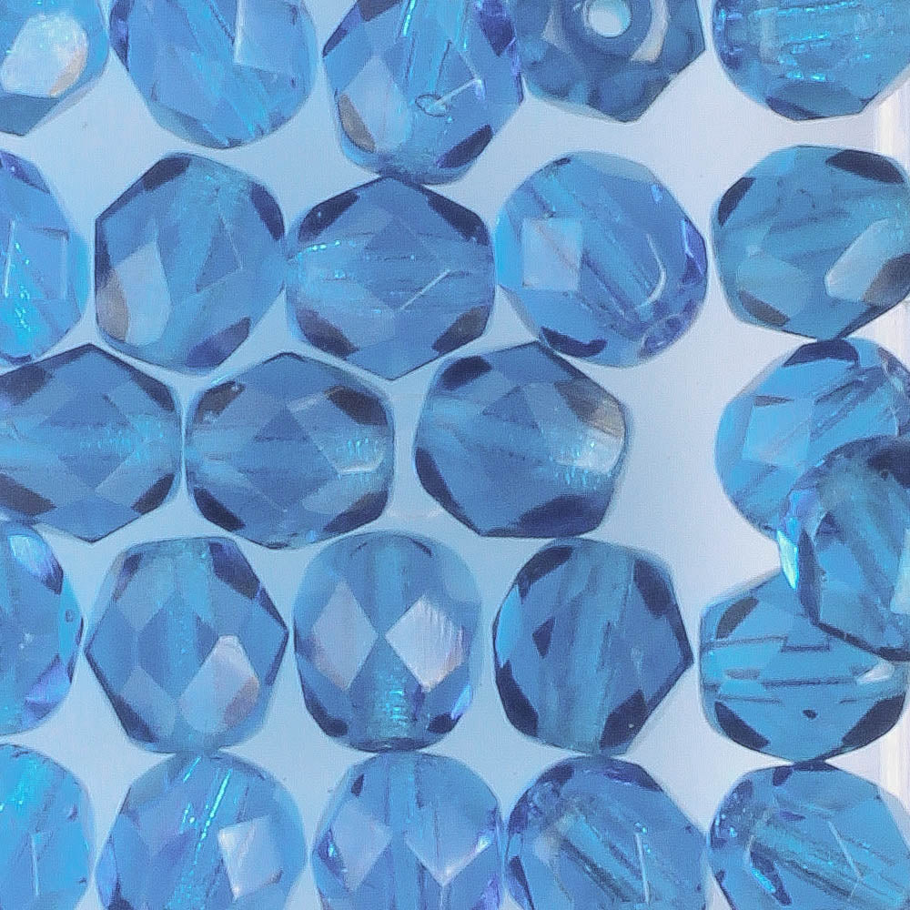 6mm Round Fire Polish Dark Aqua - 25 beads