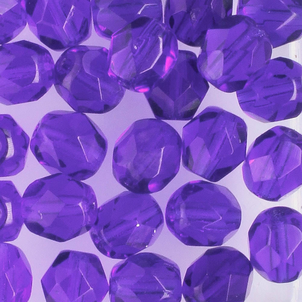 6mm Round Fire Polish Cobalt - 25 beads