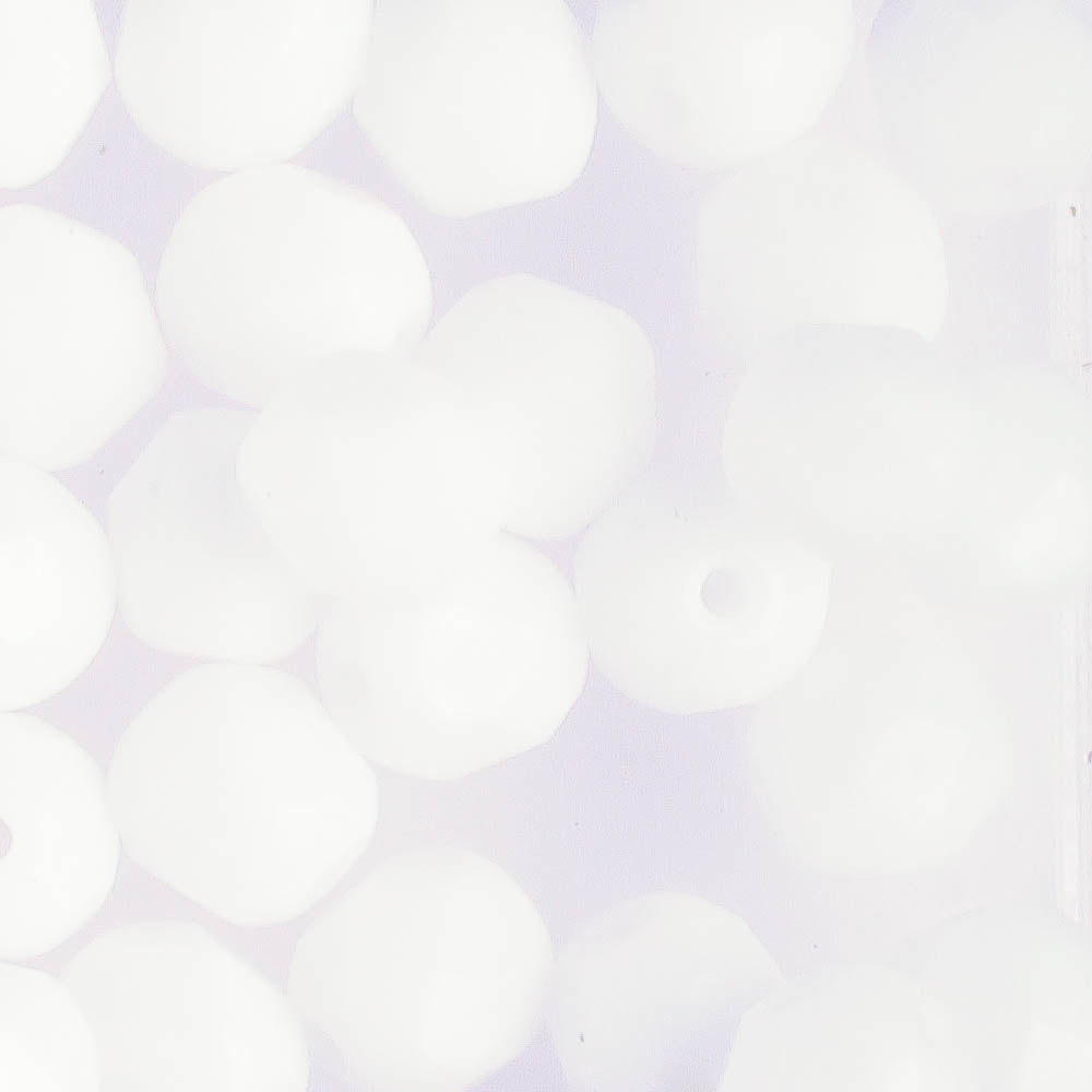 6mm Round Fire Polish Opaque White - 25 beads
