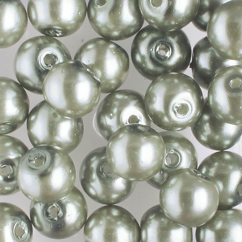 6mm Round Glass Pearl Smoke - 25 beads