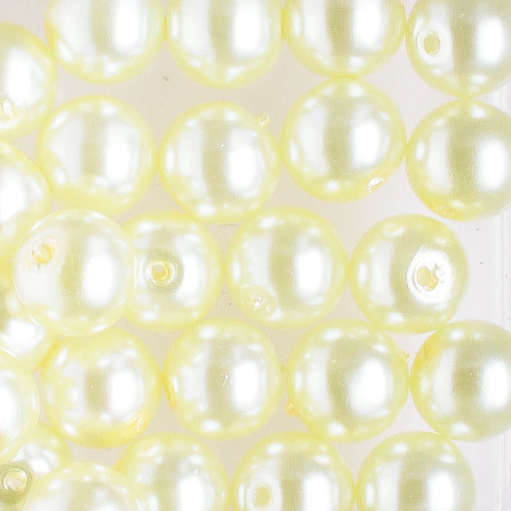 6mm Round Glass Pearl Lemonade - 25 beads
