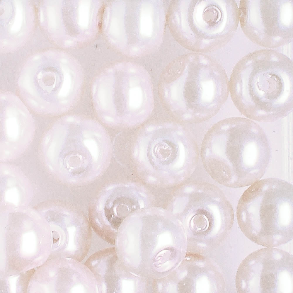 6mm Round Glass Pearl Orchid - 25 beads
