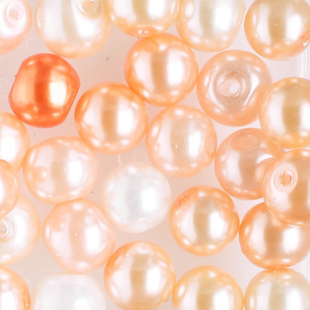 6mm Round Glass Pearl Peach Mix - 25 beads