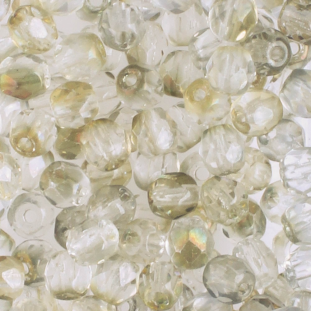 4mm Round Fire Polish Twilight/Crystal - 100 beads