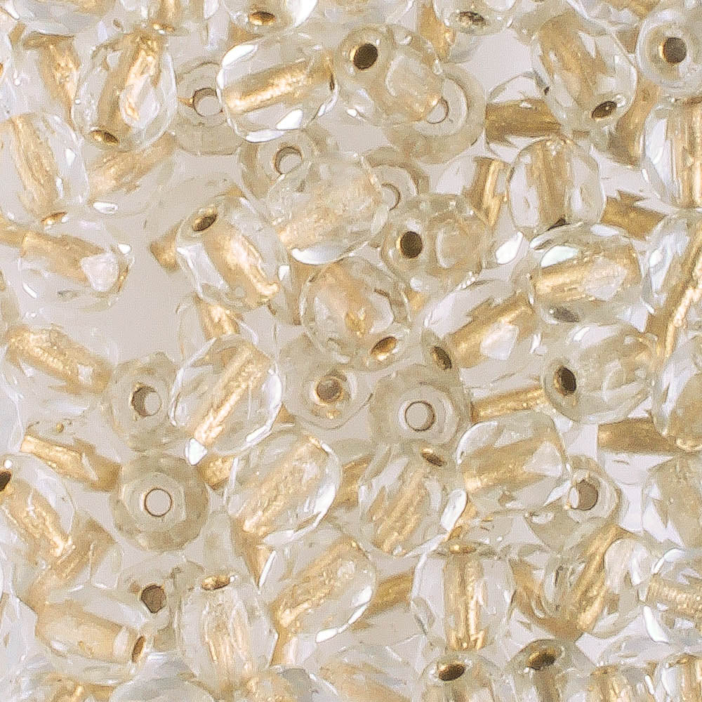 4mm Round Fire Polish Gold Ln Crystal - 100 beads