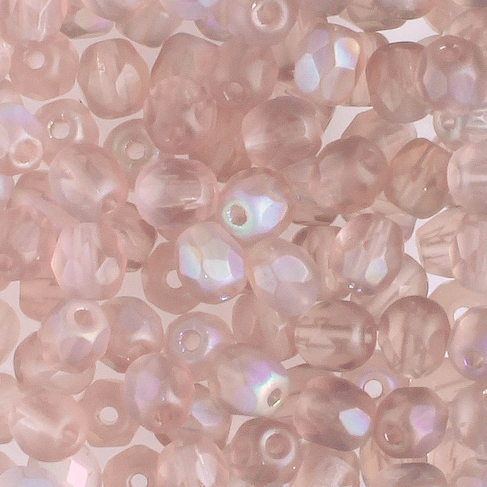 4mm Round Fire Polish Semi Matte Amethyst AB - 100 beads