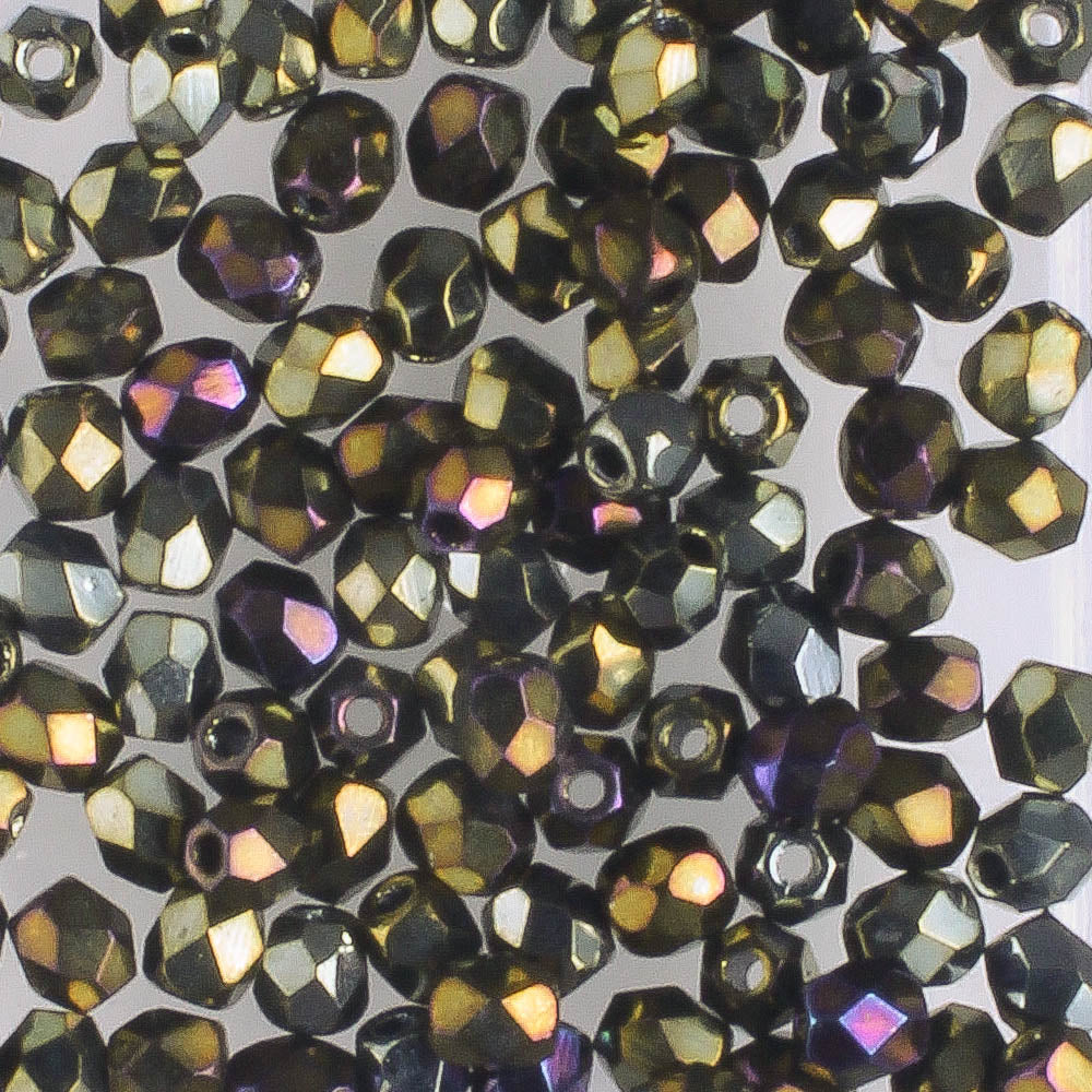 3mm Fire Polish Bronze Iris - 100 beads