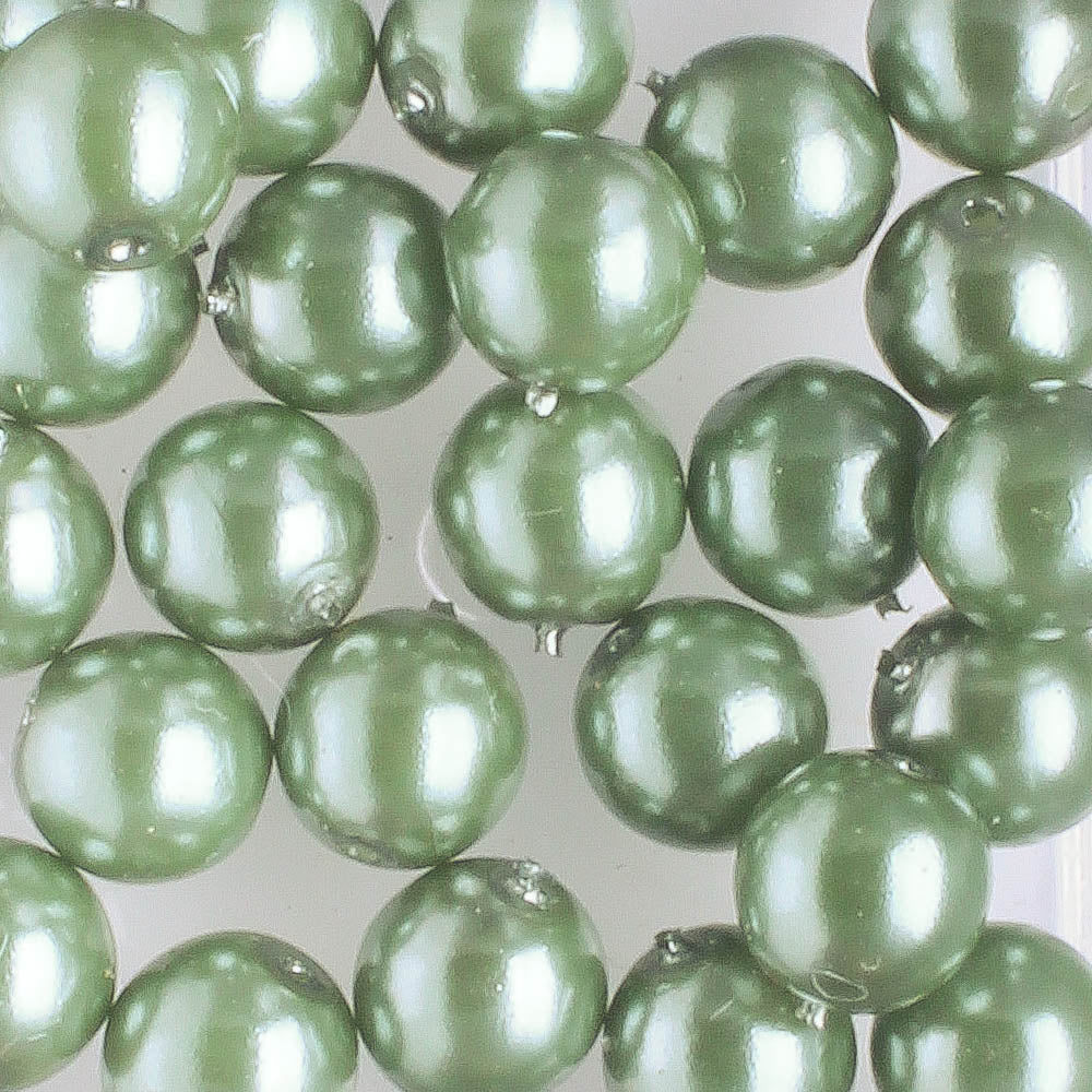 6mm Glass Pearl Sage Green - 25 beads
