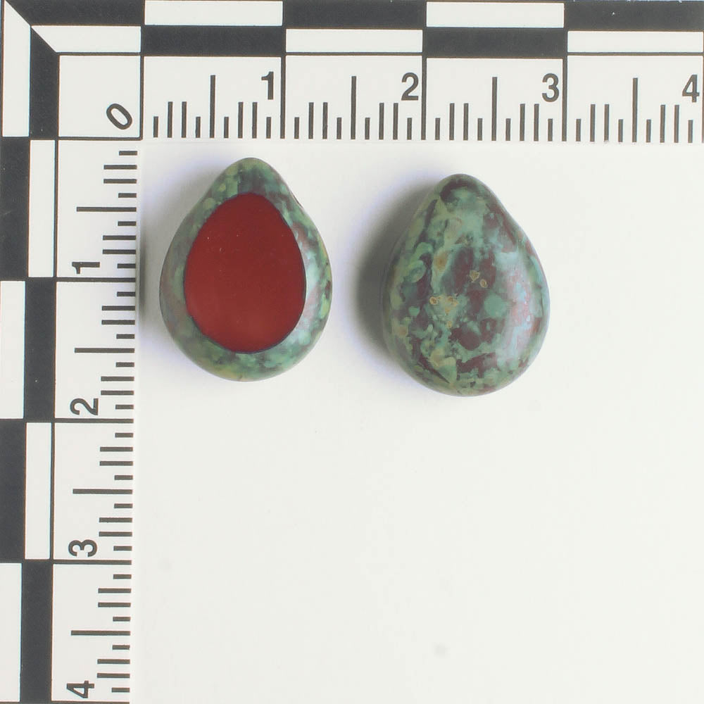 Polished Drop Burnt Umber Picasso - 18 beads