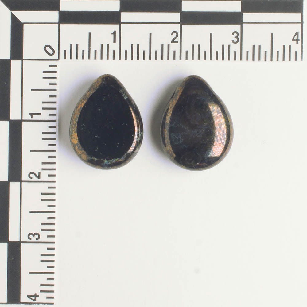 Polished Drop Jet Moon Dust - 18 beads