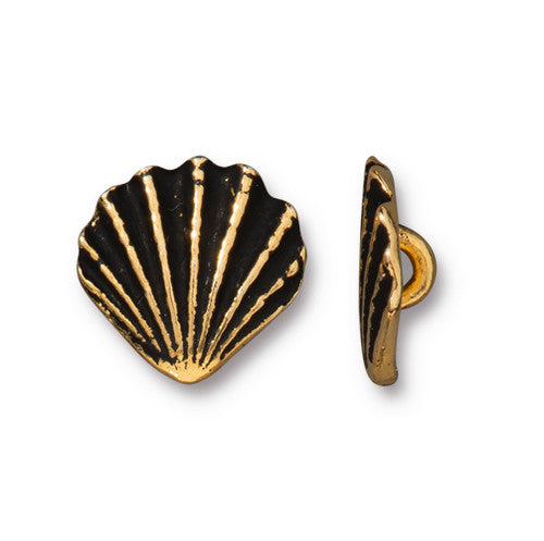 Scallop Shell Button - Antique Gold