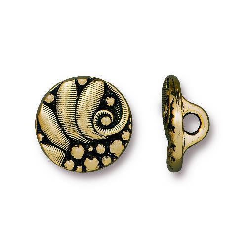 Czech Inspired Button - Antique Gold