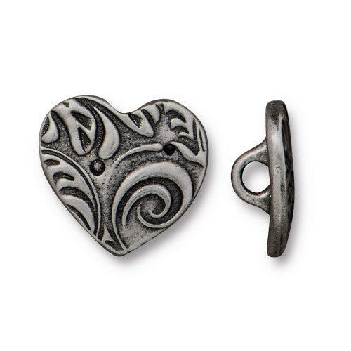 Amore Button - Antique Silver