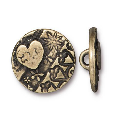 Amore Round Button - Brass Oxide