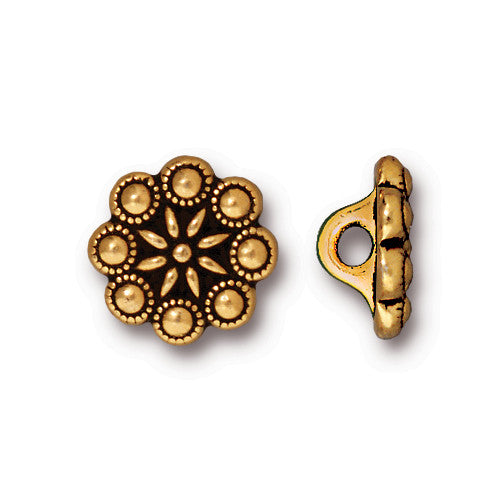Rosette Button - Antique Gold