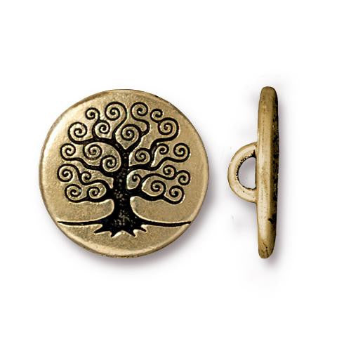 Tree of Life Button - Antique Gold
