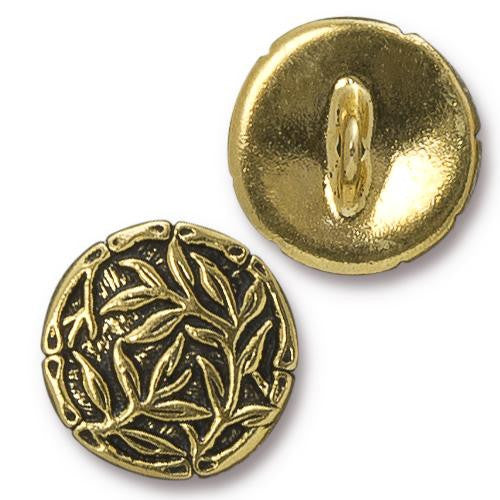 Bamboo Button - Antique Gold