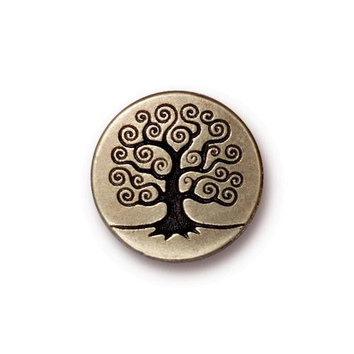 Tree of Life Button - Brass Oxide