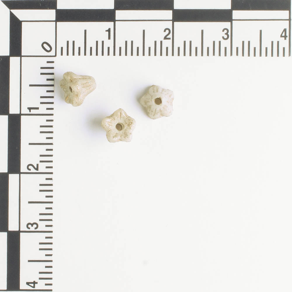 5x6mm Bell Flowers - Ivory and Gold with Etched Finish