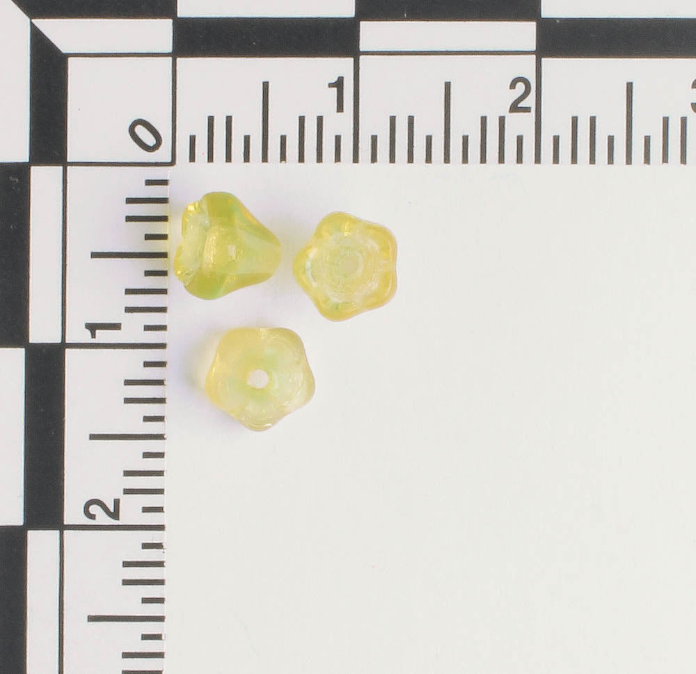 5x6mm Bell Flower - Yellow/Green - qty 25