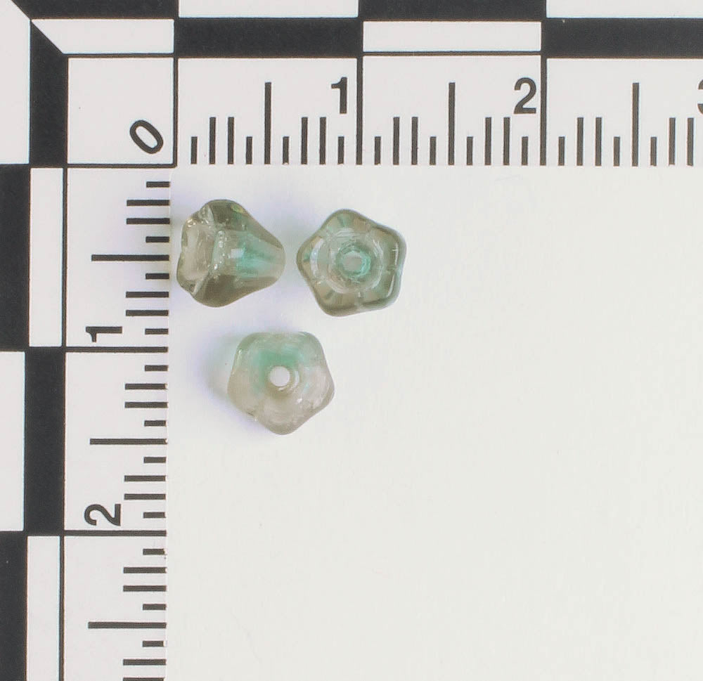 5x6mm Bell Flower - Green/Gray - qty 25