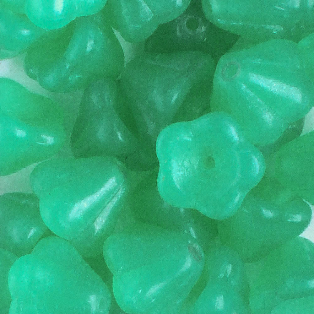 5x8mm Bell Flower - Milky Aqua - qty 25