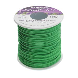 1mm Satin Cord - Emerald - yard