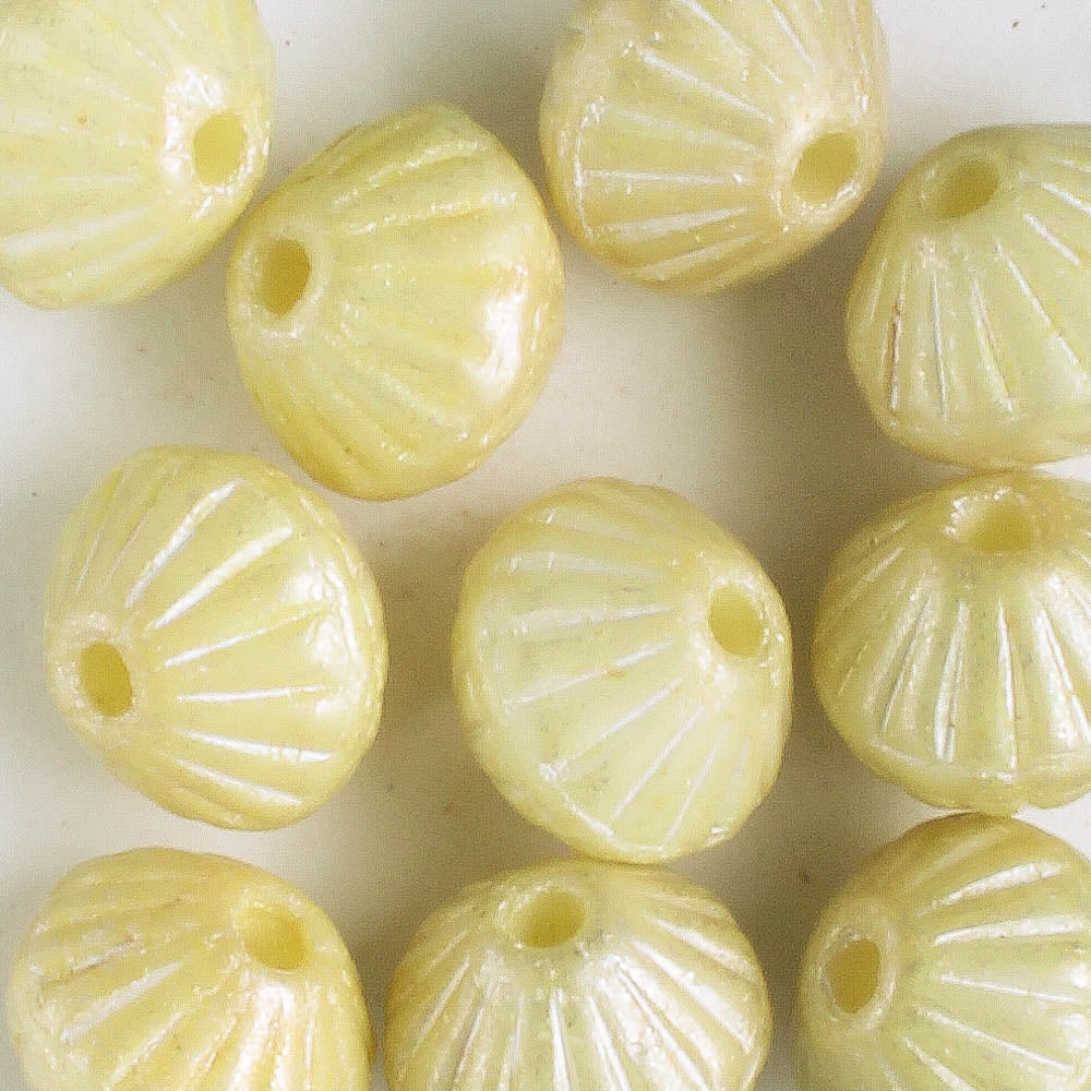 9mm Large Hole Tribal Bicone - Ivory with Silver - qty 10