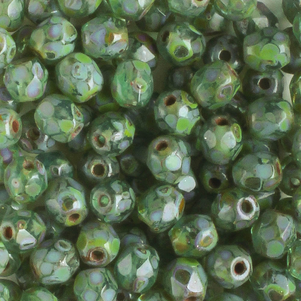 4mm Round Fire Polish Artichoke Picasso