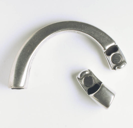 Licorice Leather Magnetic Half Cuff Clasp, 10x6mm