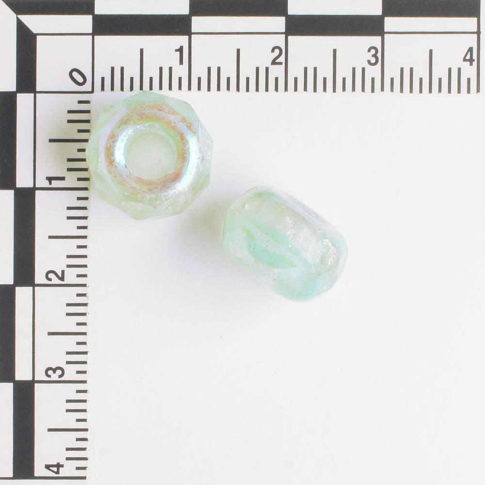 8x12mm Large Hole Roller bead Light Green and Gold