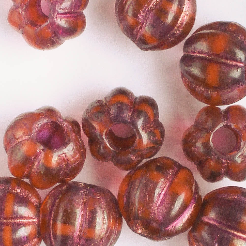 8mm Large Hole Melon - Boysenberry Luster - Qty 10