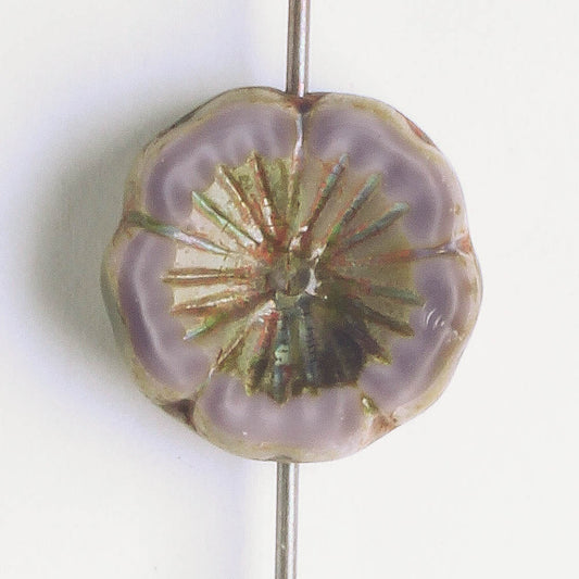 14mm Hibiscus Flower - Lavender Picasso - each