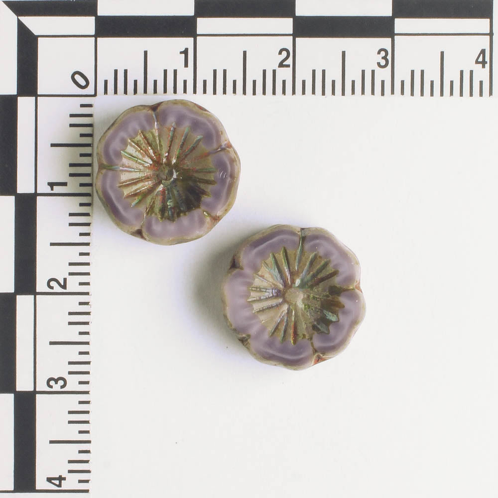 14mm Hibiscus Flower - Lavender Picasso - each