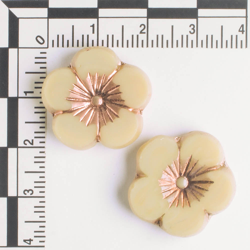 21mm Hibiscus Flower - Beige and Copper - each