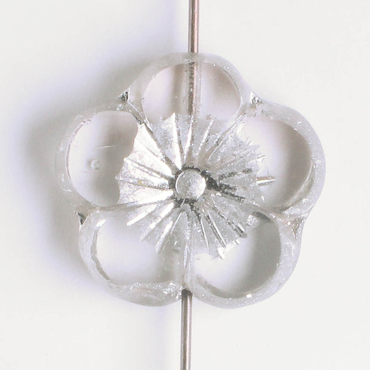21mm Hibiscus Flower - Clear Silver AB - each