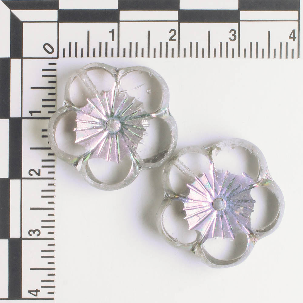 21mm Hibiscus Flower - Clear Silver AB - each