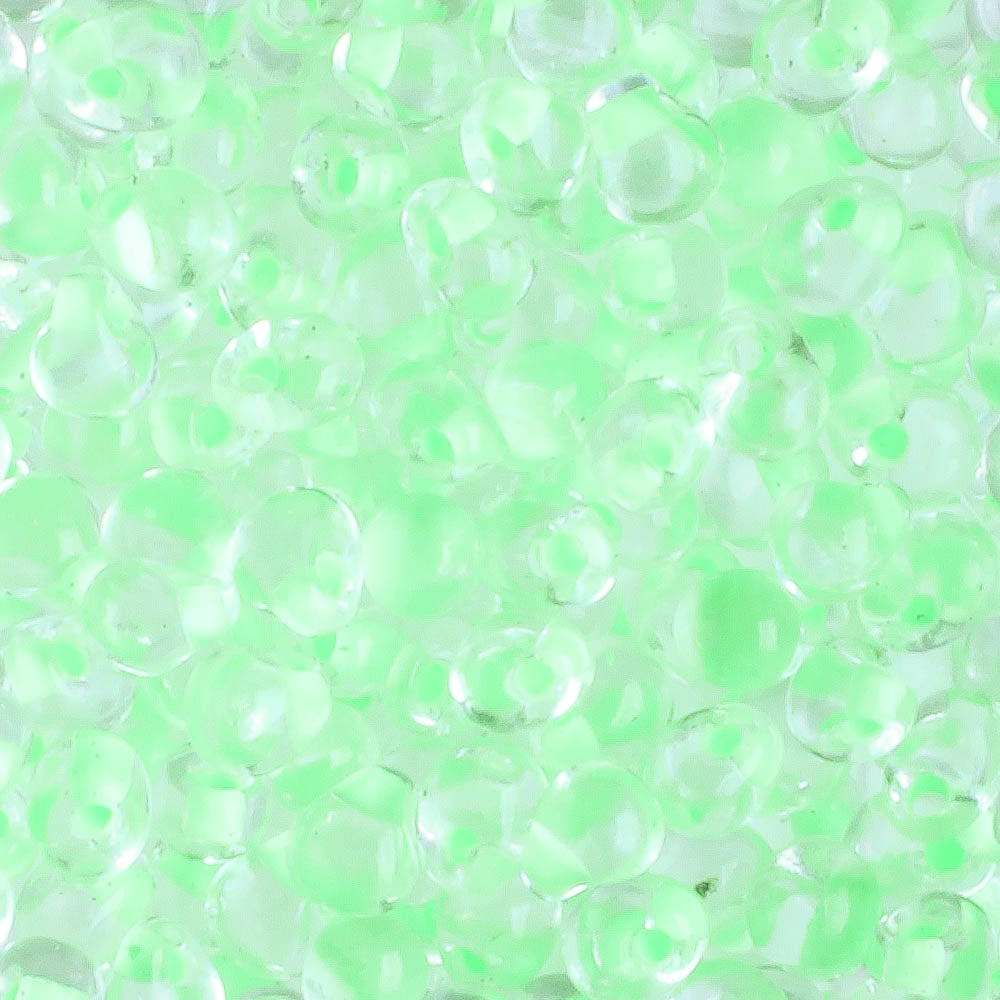 Fringe Bead, Color Lined Lime Green - 10 grams