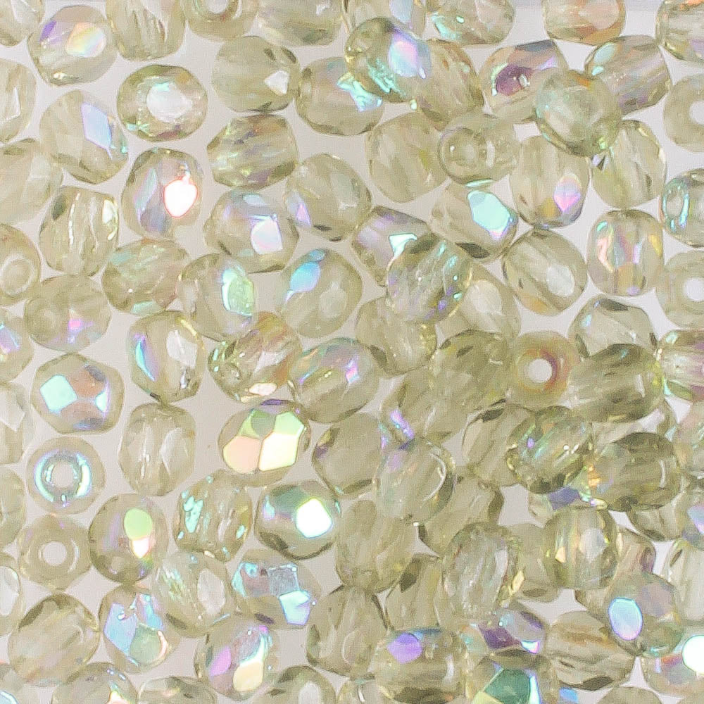 3mm Fire Polish Gray AB - 100 beads