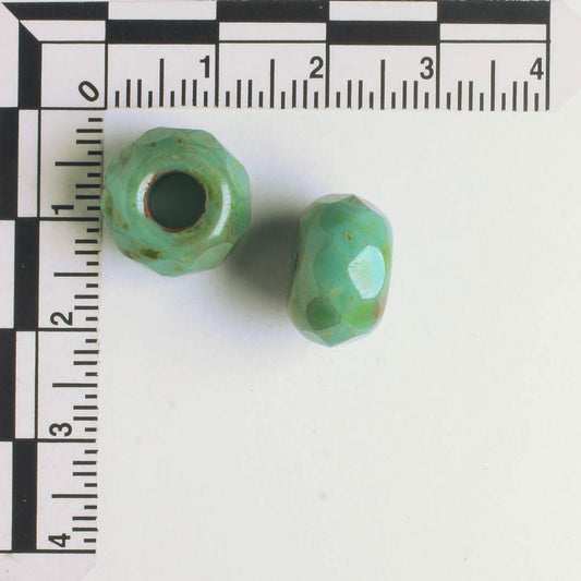 8x12mm Large Hole Roller Bead Sea Green Picasso