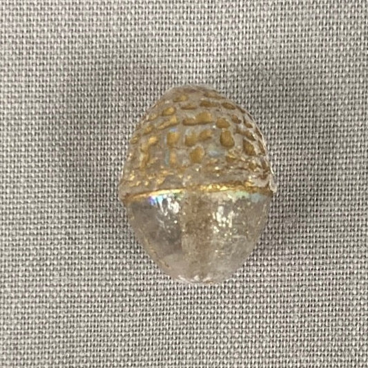 Czech Glass Acorn Bead - Clear AB with Gold - each