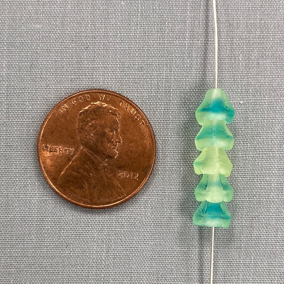 5x6mm Bell Flower - Aqua/Yellow- qty 25